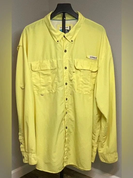 Magellan - Men’s Lightweight Long-Sleeve Button-Down Fishing Shirt- Yellow - Picture 1 of 3